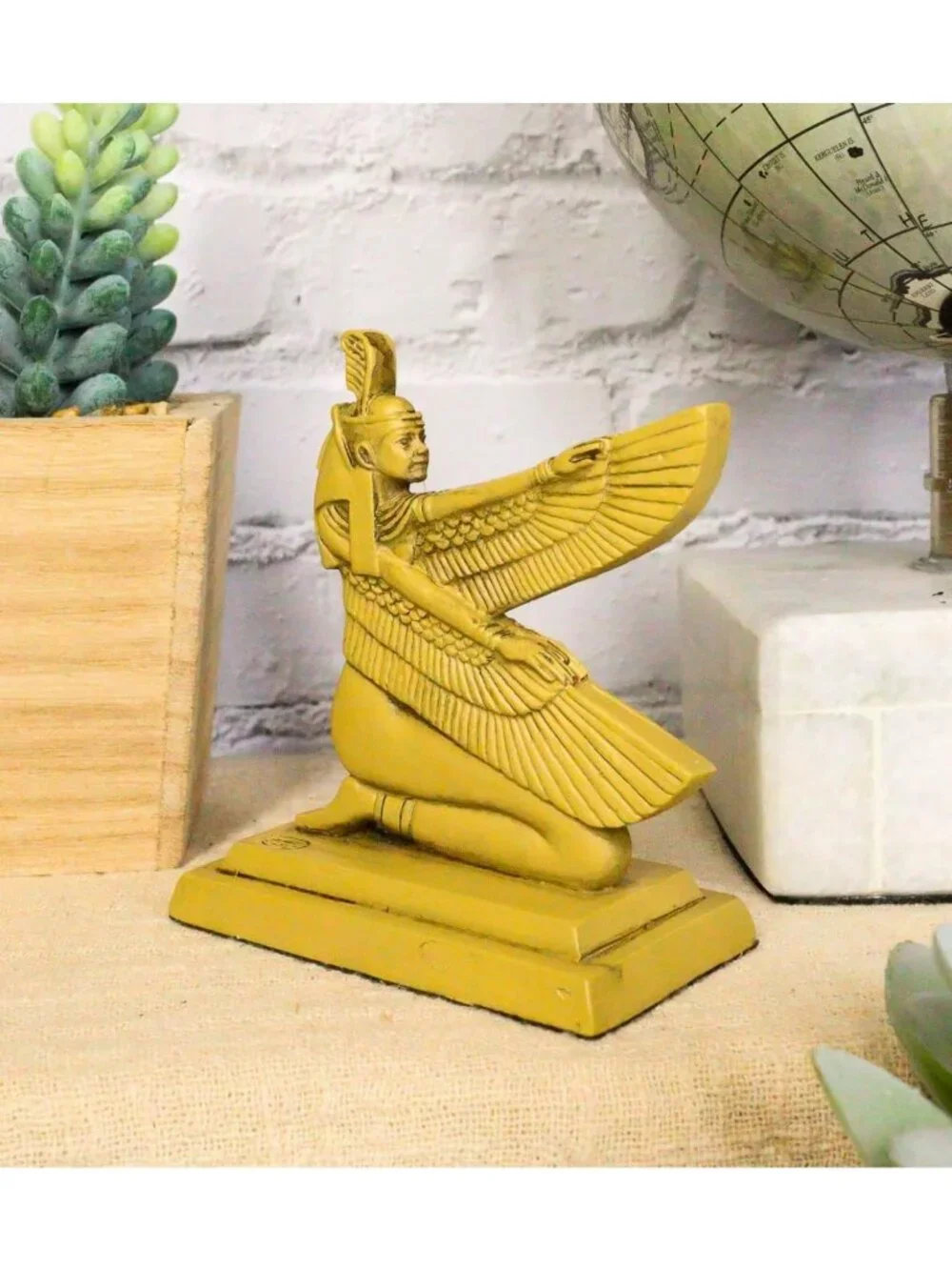 Mini Egyptian Hieroglyphic Winged Goddess Maat Figurine | 3.25